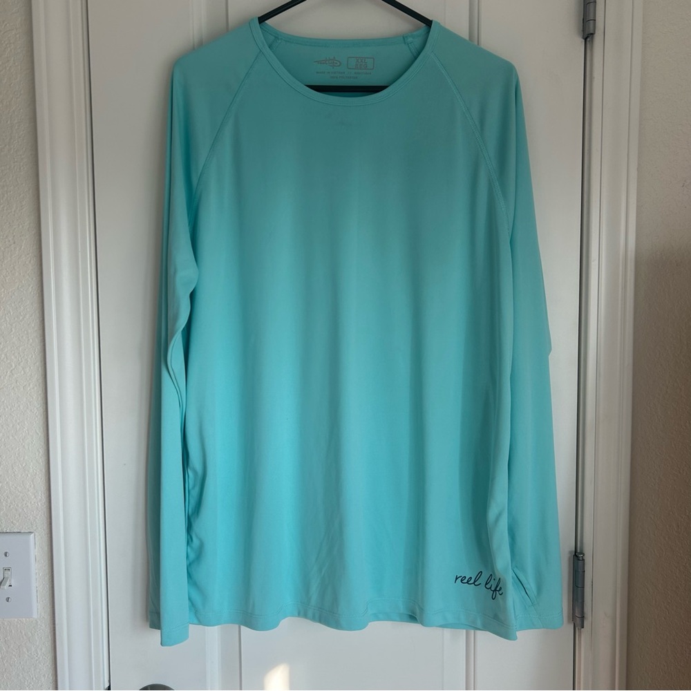 Reel Life Women's Sun Ray Defender Long Sleeve UV T-Shirt Aqua Palm, Size XXL